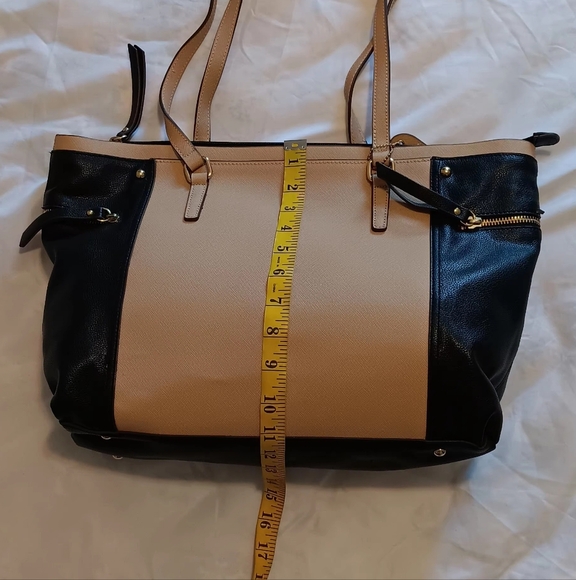 Clark Tote Bag Beige-Black Genuine Leather Women - Picture 8 of 14